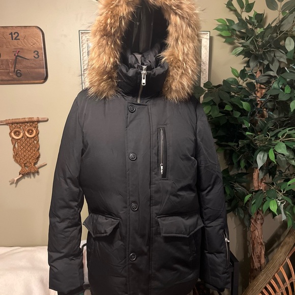 Soia & Kyo men’s Black Puffer Jacket with Fur Trim - Picture 13 of 15